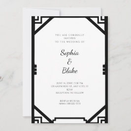 Convite Casamento Simples em Preto e Branco no Estilo Art