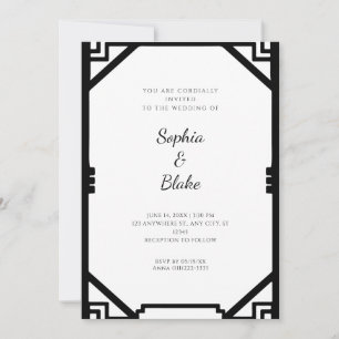 Convite Casamento Simples em Preto e Branco no Estilo Art