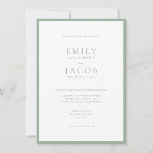 Convite Casamento Simples em Verde Sage e Branco