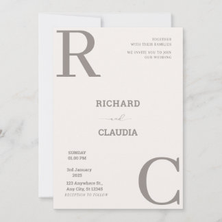 Convite Casamento Simples entre Beige e Brown e Minimalist