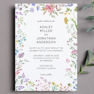 Convite Casamento simples, Eterno de flor selvagem