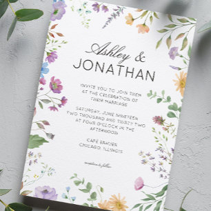 Convite Casamento simples, Eterno de flor selvagem