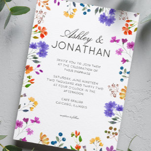 Convite Casamento simples, Eterno de flor selvagem