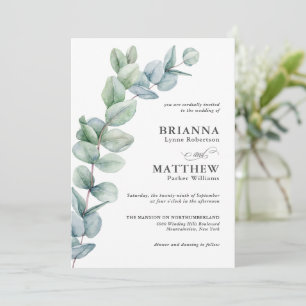 Convite Casamento Simples Eucalyptus Greenery