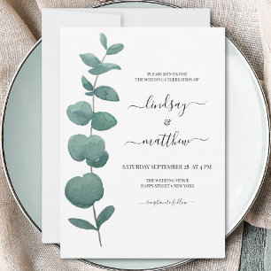Convite Casamento Simples Eucalyptus Greenery