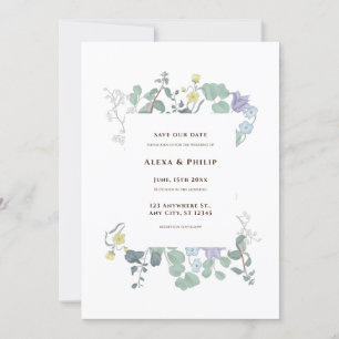 Convite Casamento Simples Floral minimalista