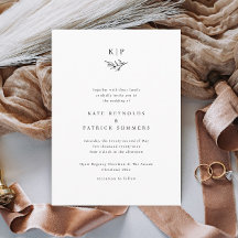 Casamento Simples Folhas de Verdura Monograma Eleg