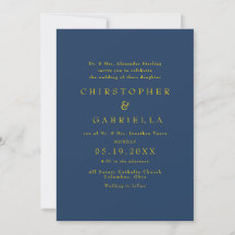 Casamento Simples Formal Azul Marinho e Dourado
