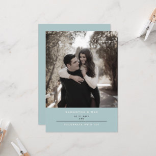 Convite Casamento Simples Foto Inverno Gelo Azul Contempor