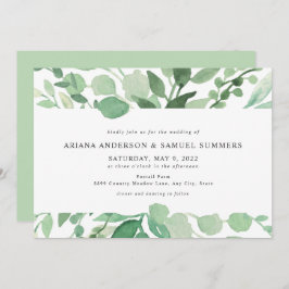 Convite Casamento simples Greenery 4197