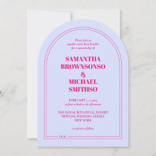 Convite Casamento Simples Lilás Rosa Minimalista