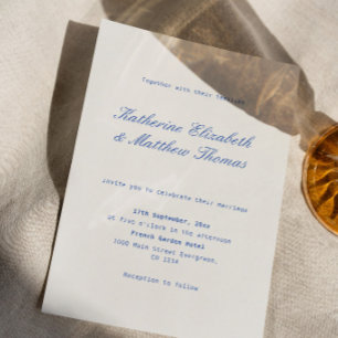 Convite Casamento Simples Marfim e Azul Naval