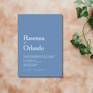 Convite Casamento Simples Minimalista Azul Francês Moderno