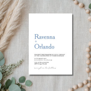 Convite Casamento Simples Minimalista Azul Francês Moderno