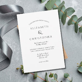 Convite Casamento Simples Minimalista Branco Preto