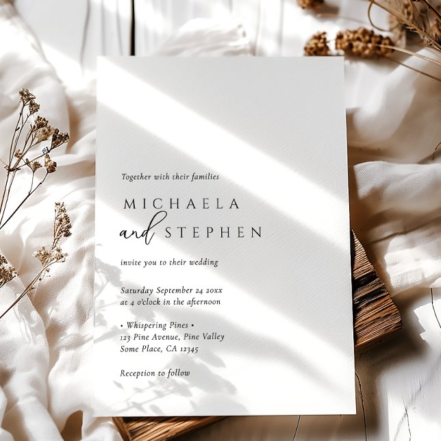 Convite Casamento Simples Minimalista Elegante (Criador carregado)