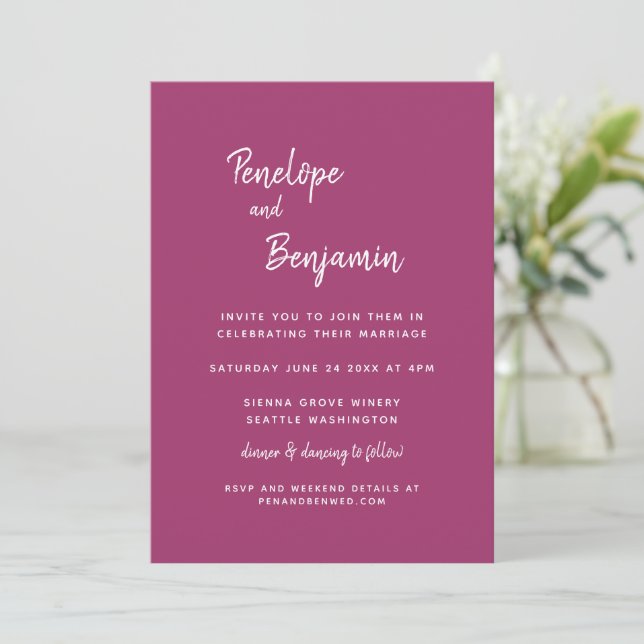 Convite Casamento Simples Minimalista Moderno Orquídea Mag (Em pé/Frente)