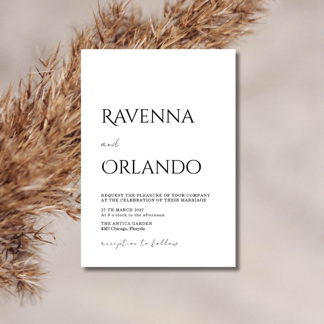 Convite Casamento Simples Minimalista Preto e Branco (Criador carregado)