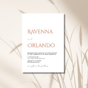 Convite Casamento Simples Minimalista Terracota