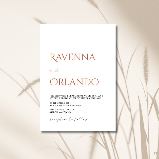 Convite Casamento Simples Minimalista Terracota (Criador carregado)