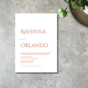 Convite Casamento Simples Minimalista Terracota