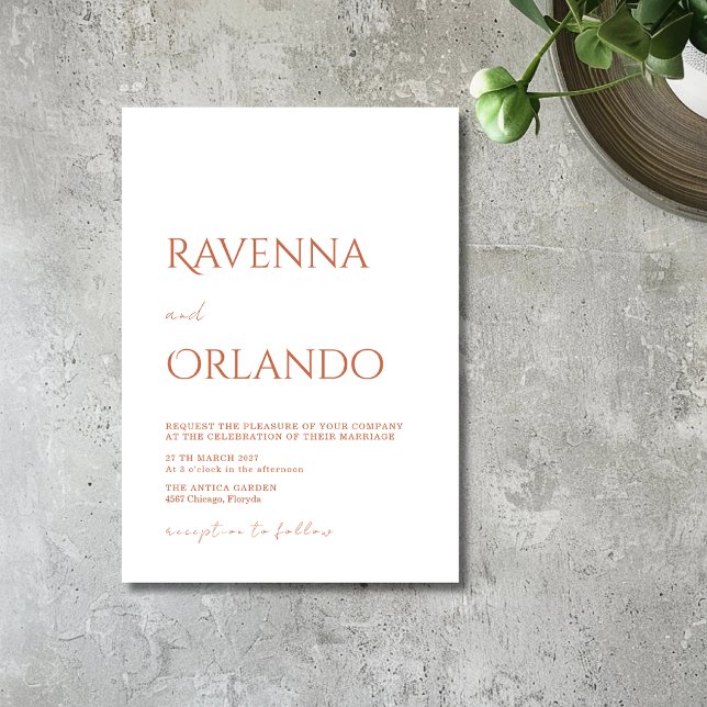 Convite Casamento Simples Minimalista Terracota (Criador carregado)