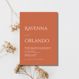 Convite Casamento Simples Minimalista Terracota Moderna
