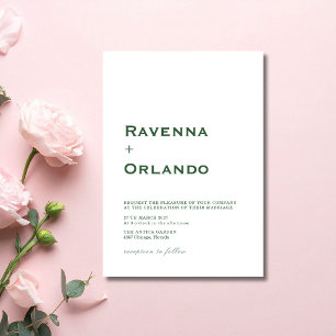 Convite Casamento Simples Minimalista Verde Floresta Moder