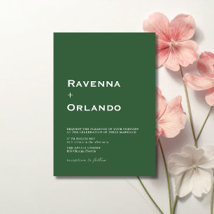 Convite Casamento Simples Minimalista Verde Floresta Moder