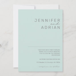 Convite Casamento Simples Mínimo Legal Mint Moderno Elegan