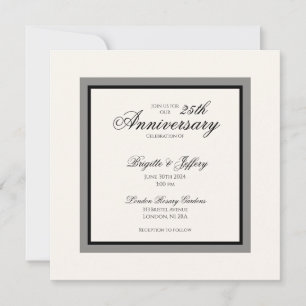 Convite Casamento simples moderno branco de 25 anos de ani