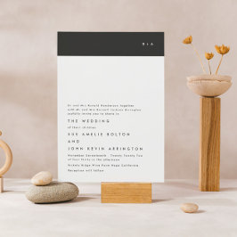 Convite Casamento Simples Moderno com Banda Negra Monogram