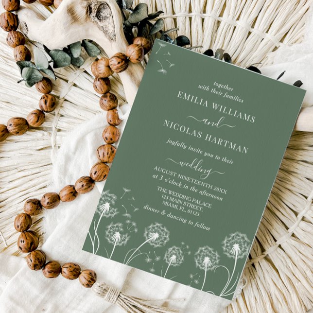 Convite Casamento Simples Moderno com Flores Silvestres Ve (Criador carregado)