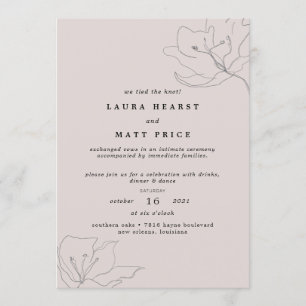 Convite Casamento Simples Moderno com Rosa Floral Delicada