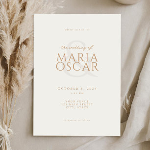 Convite Casamento Simples Moderno De Ivory Tan