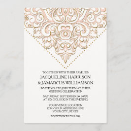 Convite Casamento Simples Moderno de Lace Scroll Swirl