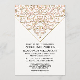 Convite Casamento Simples Moderno de Lace Scroll Swirl