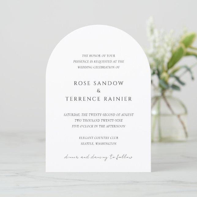 Convite Casamento Simples Moderno Elegante (Em pé/Frente)
