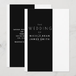 Convite Casamento Simples Moderno Elegante Preto e Branco