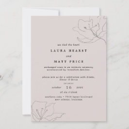 Convite Casamento Simples Moderno em Tom Rosa Pálido com F