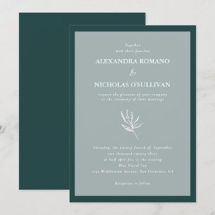 Convite Casamento Simples Moderno Emerald Green