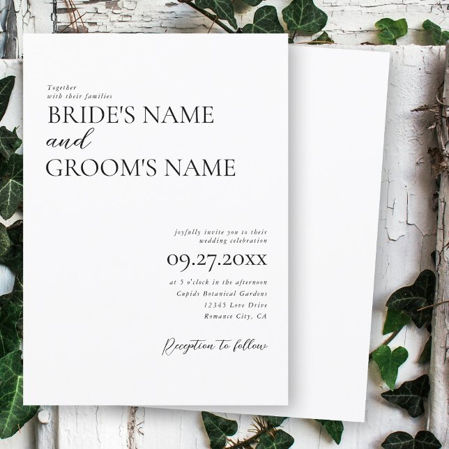 Convite Casamento Simples Moderno Minimalista (Minimalist Modern Simple Wedding Invitation)