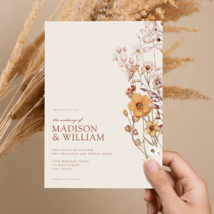 Convite Casamento Simples Moderno Minimalista de Boho Wild