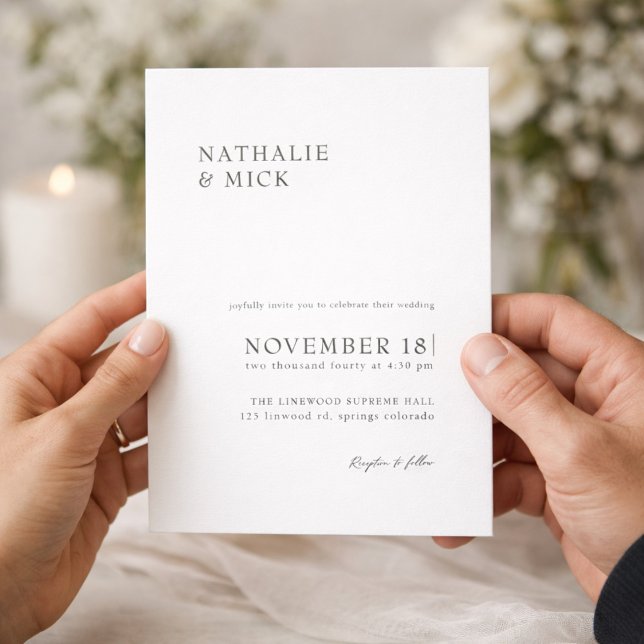 Convite Casamento Simples Moderno Minimalista Monocromátic (Criador carregado)