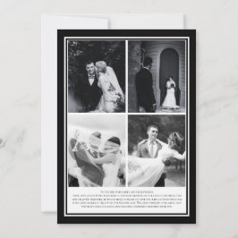 Convite Casamento Simples Moderno Preto e Branco 4 Fotos