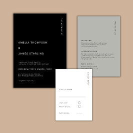 Convite Casamento Simples Moderno Preto Minimalista e Chic