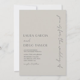 Convite Casamento Simples Moderno Taupe