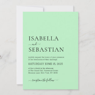 Convite Casamento Simples Moderno Verde Claro