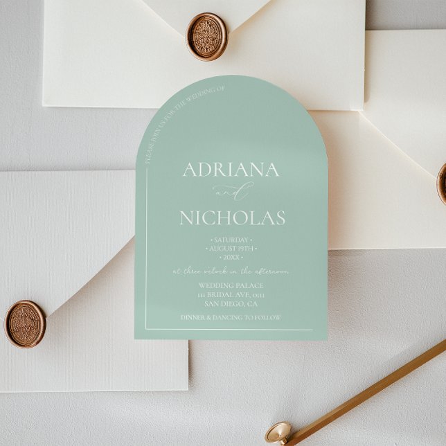 Convite Casamento Simples Moderno Verde Pastel  (Criador carregado)
