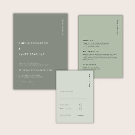 Convite Casamento Simples Moderno Verde Sage Minimalista